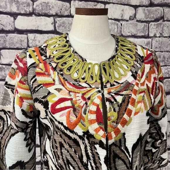 Chico's Multicolored Fully Lined 3/4 Sleeve Jacket Size M - Picture 2 of 8